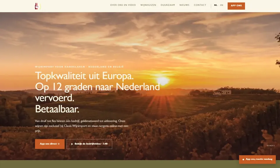 Clavis Wijnimport website