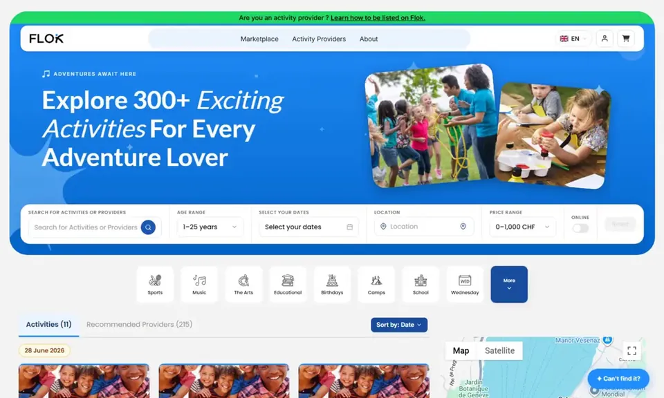 FLOK kids activities marketplace